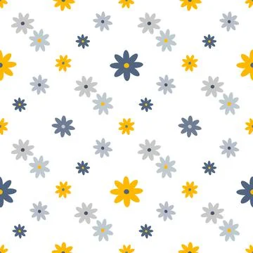 Simple flowers seamless background. Vector illustration Stock Illustration