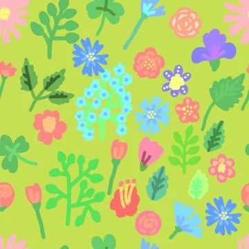 Simple flowers seamlessn pattern. Vector illustration. Illustrazione stock