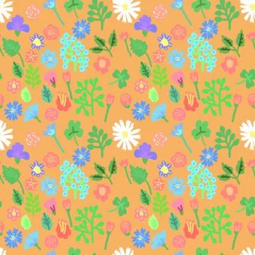 Simple flowers seamlessn pattern. Vector illustration. Stockillustratie