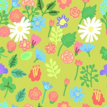 Simple flowers seamlessn pattern. Vector illustration. Illustrazione stock
