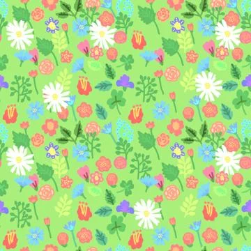 Simple flowers seamlessn pattern. Vector illustration. Illustrazione stock