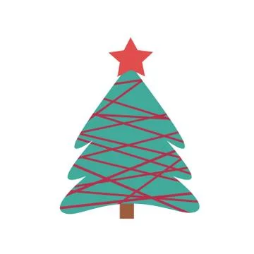 A simple fluffy Christmas tree with a star as a symbol of a happy New year, a Stock Illustration