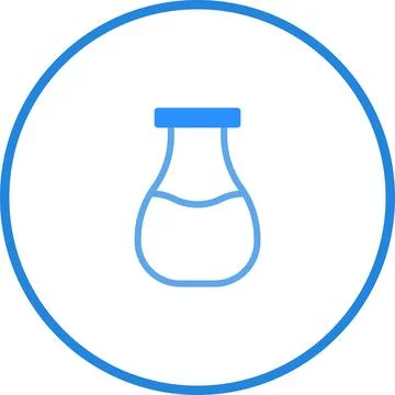 Simple fluid filled lab flask icon vector in blue color on white background Illustrazione stock