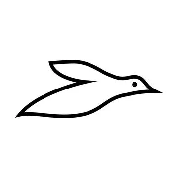 Simple flying bird line art icon vector logo illustration Stock Illustration