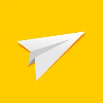 Simple Folded Paper Plane Yellow Illustration Design Stock Illustration