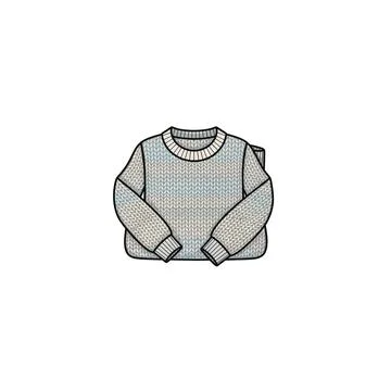 Simple folded sweater illustration in light blue and grey tones Stock Illustration