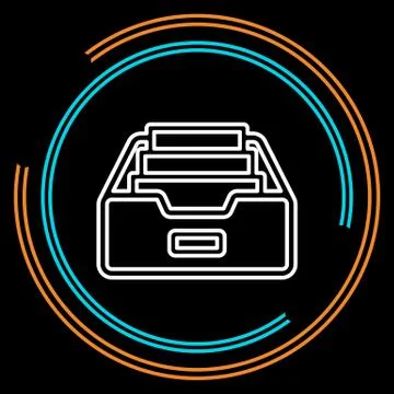 Simple Folder Archive Thin Line Vector Icon Stock Illustration
