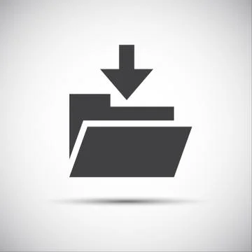 Simple folder with download arrow, vector icon, web button Stock Illustration