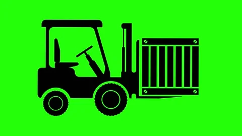 Simple Fork Lifter Service Icon Animation on Green Background Stock Footage 236417891