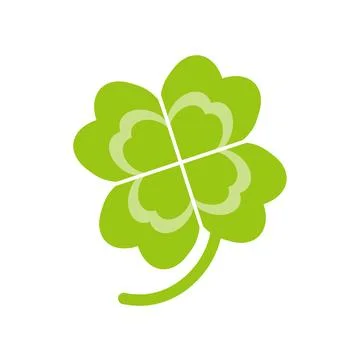 Simple four-leaf clover. Motif to imagine happiness. Stock Illustration