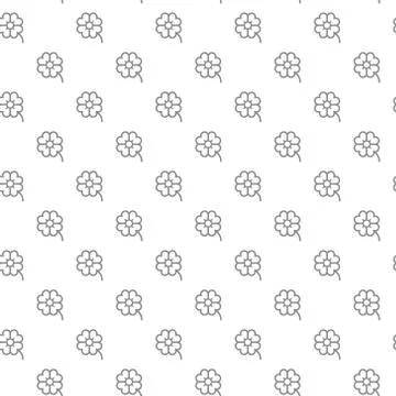 Simple four leaf clover seamless pattern with various icons and symbols on white Illustrazione stock