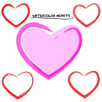 Simple Four Red and One Pink Water Love Shape Stock Illustration
