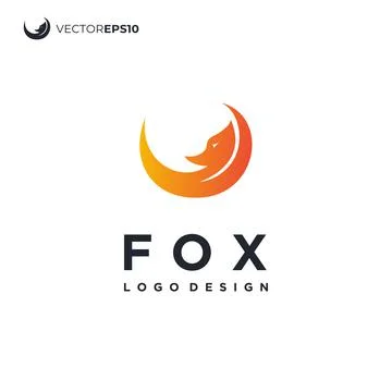 Simple Fox and Moonlight Logo Design Stock Illustration