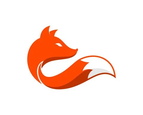 Simple fox head with tail in orange colors Stock Illustration