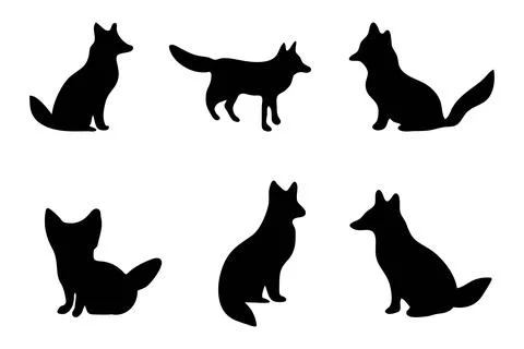 Simple fox silhouette set design Stock Illustration