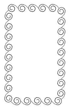 Simple Frame with Curved Swirles Rectangular Shape Illustrazione stock