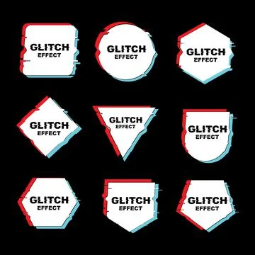 Simple Frame With Glitch Effect Vector Set Stock Illustration
