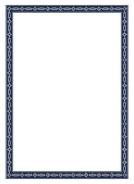 Simple frame with gold and dark blue color antique pattern for photo or letter. Stock Illustration