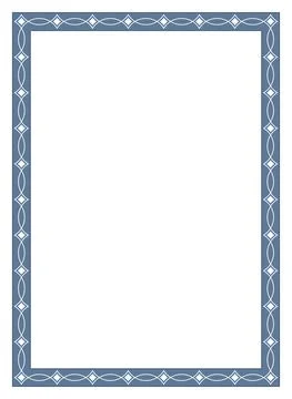 Simple frame in old blue color with antique pattern for photo or letter. Stock Illustration
