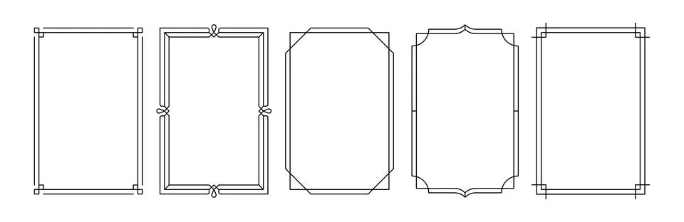 Simple frame set. Geometric frames and borders, minimalistic elegant art deco Stock Illustration