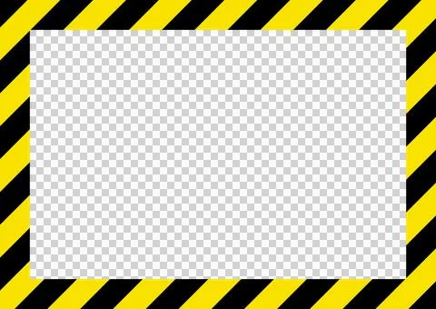 Simple frame with yellow and black diagonal stripes (A-size) Stock Illustration