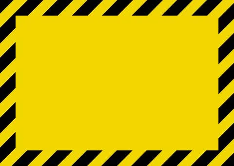 Simple frame with yellow and black diagonal stripes (A-size) Illustrazione stock