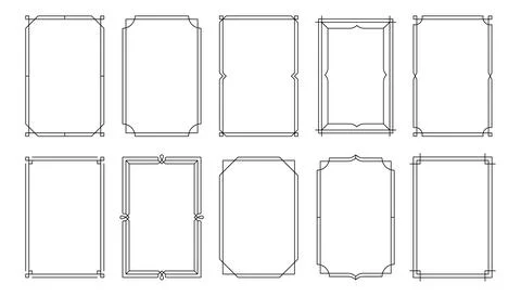Simple frames. Minimalistic geometric frame borders, elegant art deco decor Stock Illustration