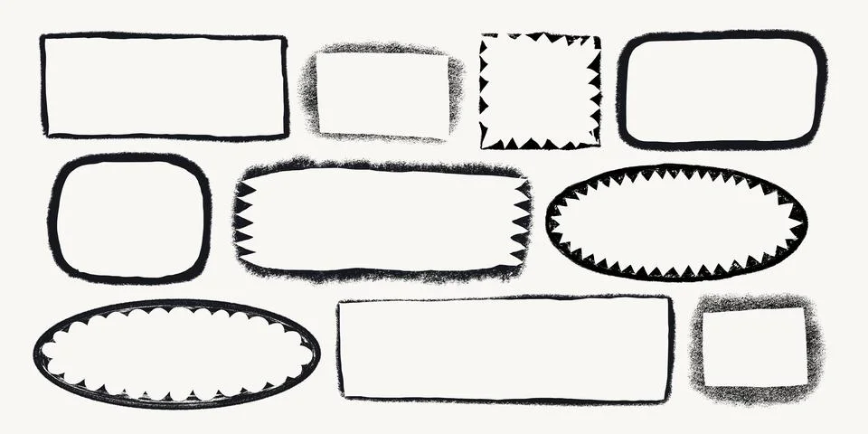 Simple frames with rough torn edges. Various geometrical shapes with ripped Stock Illustration