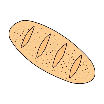 Simple fresh baked bread loaf with texture, top view, doodle style vector Stock Illustration