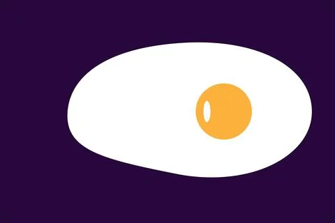 Simple fried egg with runny yolk on purple Stock Illustration