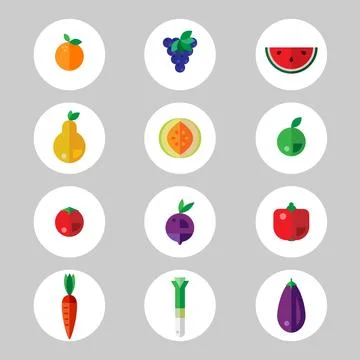 Simple fruits icon pack in vector eps 8 Stock Illustration