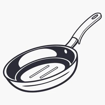 Simple Frying Pan Vector Icon for Kitchen Design Stock Illustration