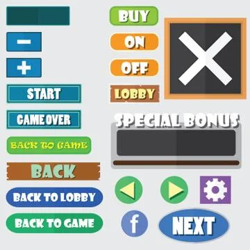 Simple game buttons Stock Illustration