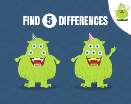 Simple game Spot the Difference. Vector illustration of a dark blue background. Stock Illustration