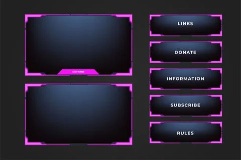 Simple gaming screen interface and streaming overlay vector with girly pink.. Illustrazione stock