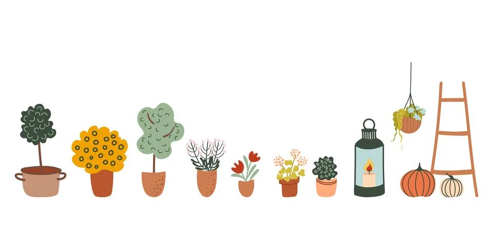 Simple garden decorations set Stock Illustration