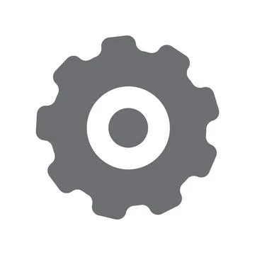 Simple gear icon isolated on white background, flat mechanical cogwheel vec.. Stock Illustration
