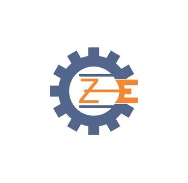 Simple gear shape ZE initials logo and vector icon Stock Illustration