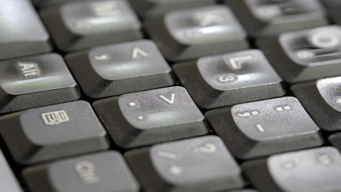Simple generic laptop computer keyboard keys seen from up close at an angle.. Stock Photos