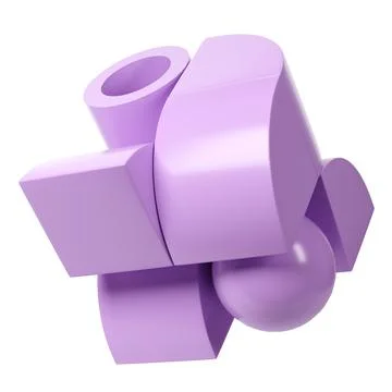 Simple geometric 3D elements in bauhaus style. Lilac color design business イラスト素材