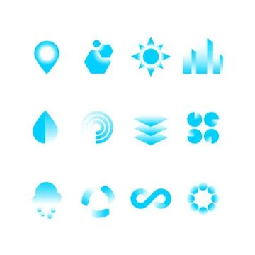 Simple geometric abstract vector shapes with gradients and motion effect for Stock Illustration