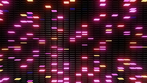 Simple geometric background with colorful frames flashing like neon lights Video stock 145517172