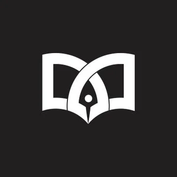 Simple geometric book and pen writer education logo Stock Illustration