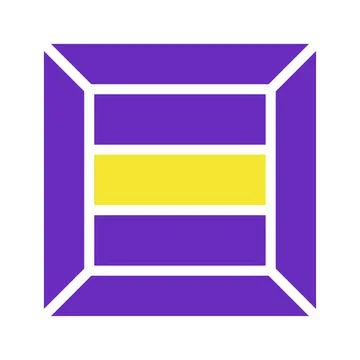 Simple Geometric Box with Horizontal Stripes Stock Illustration