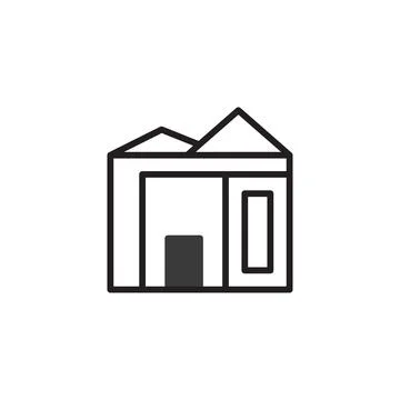 Simple geometric building icon representing architecture with clean lines m.. Ilustración de archivo