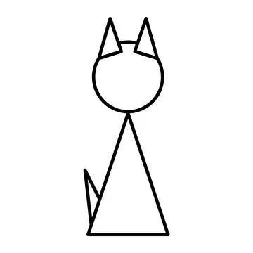 Simple Geometric Cat Outline Vector Stock Illustration