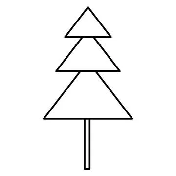 Simple geometric Christmas tree, doodle style flat vector outline for coloring Illustrazione stock