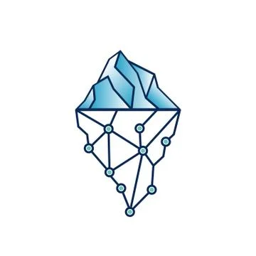 Simple geometric digital tech iceberg vector icon Stock Illustration