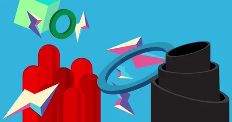 Simple geometric elements animation 動画素材 291600181