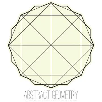 Simple geometric figure with square and polygon Stock Illustration